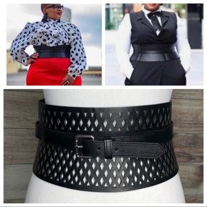 Torrid black cut out wide corset belt.